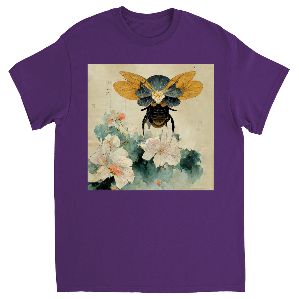 Vintage Japanese Paper Flying Bee Unisex Adult T-Shirt Purple Shirts & Tops apparel Vintage Japanese Paper Flying Bee