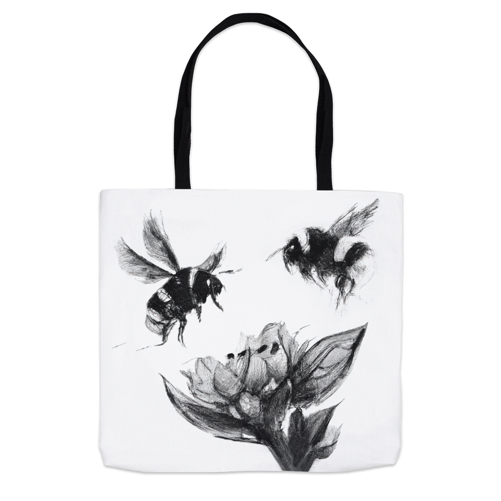 Ink Wash Bumble Bees Tote Bag 16x16 inch Shopping Totes bee tote bag gift for bee lover Ink Wash Bumble Bees original art tote bag totes zero waste bag