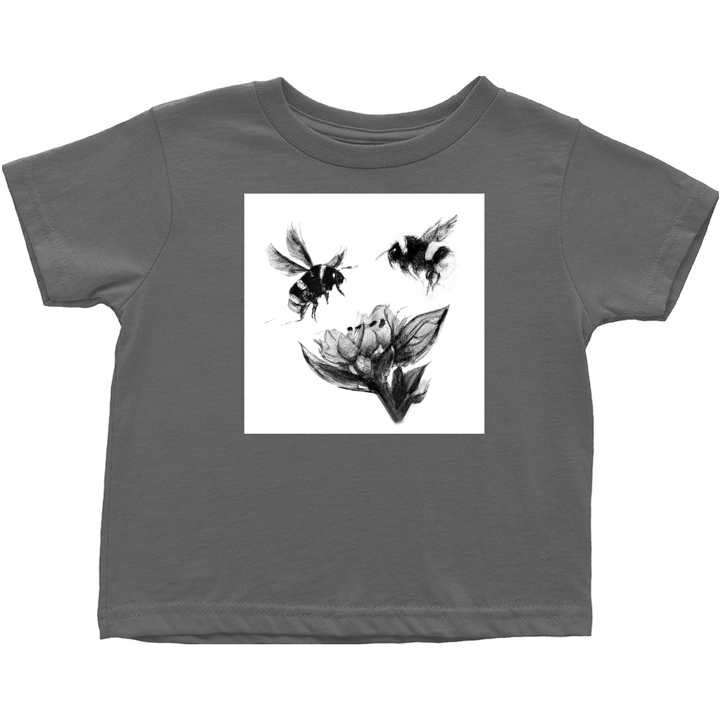 Ink Wash Bumble Bees Toddler T-Shirt Charcoal Baby & Toddler Tops apparel Ink Wash Bumble Bees