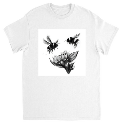 Ink Wash Bumble Bees Unisex Adult T-Shirt White Shirts & Tops apparel Ink Wash Bumble Bees
