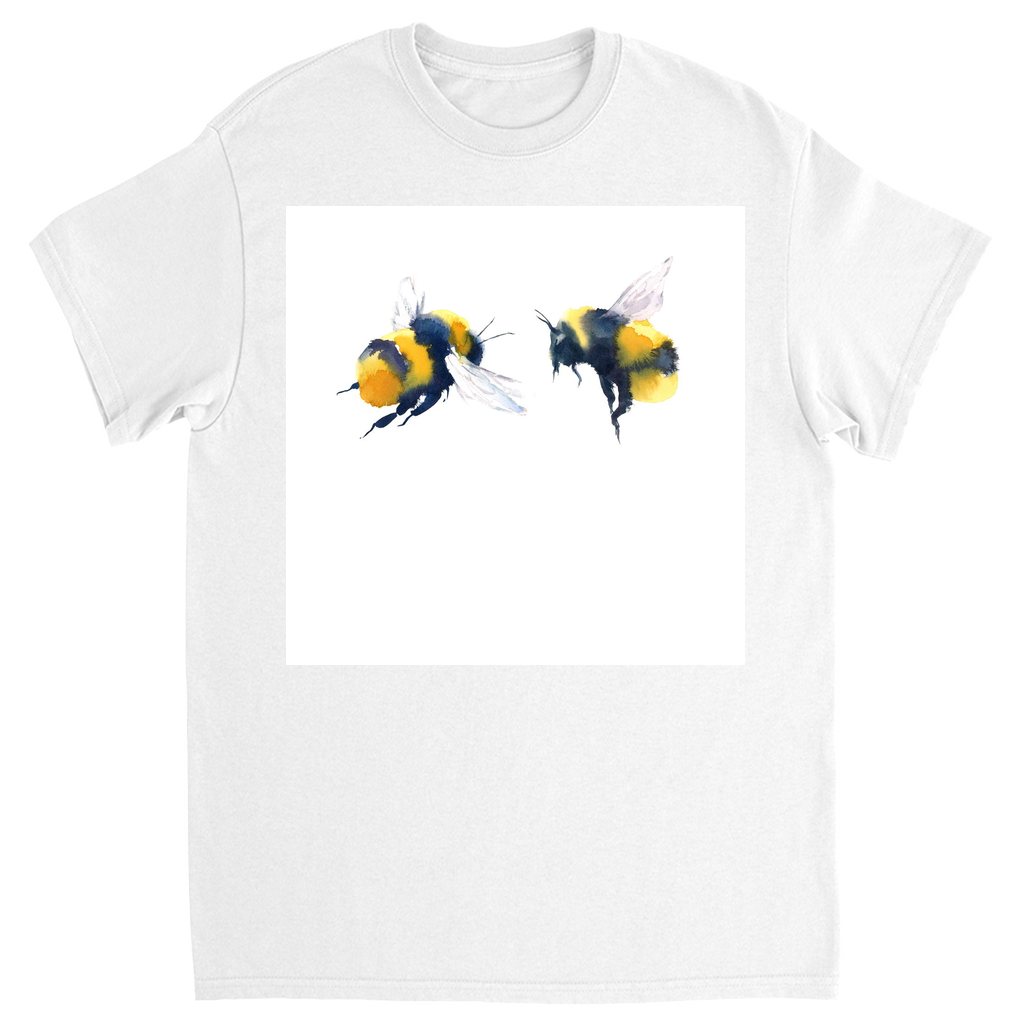 Friendly Flying Bees Unisex Adult T-Shirt White Shirts & Tops