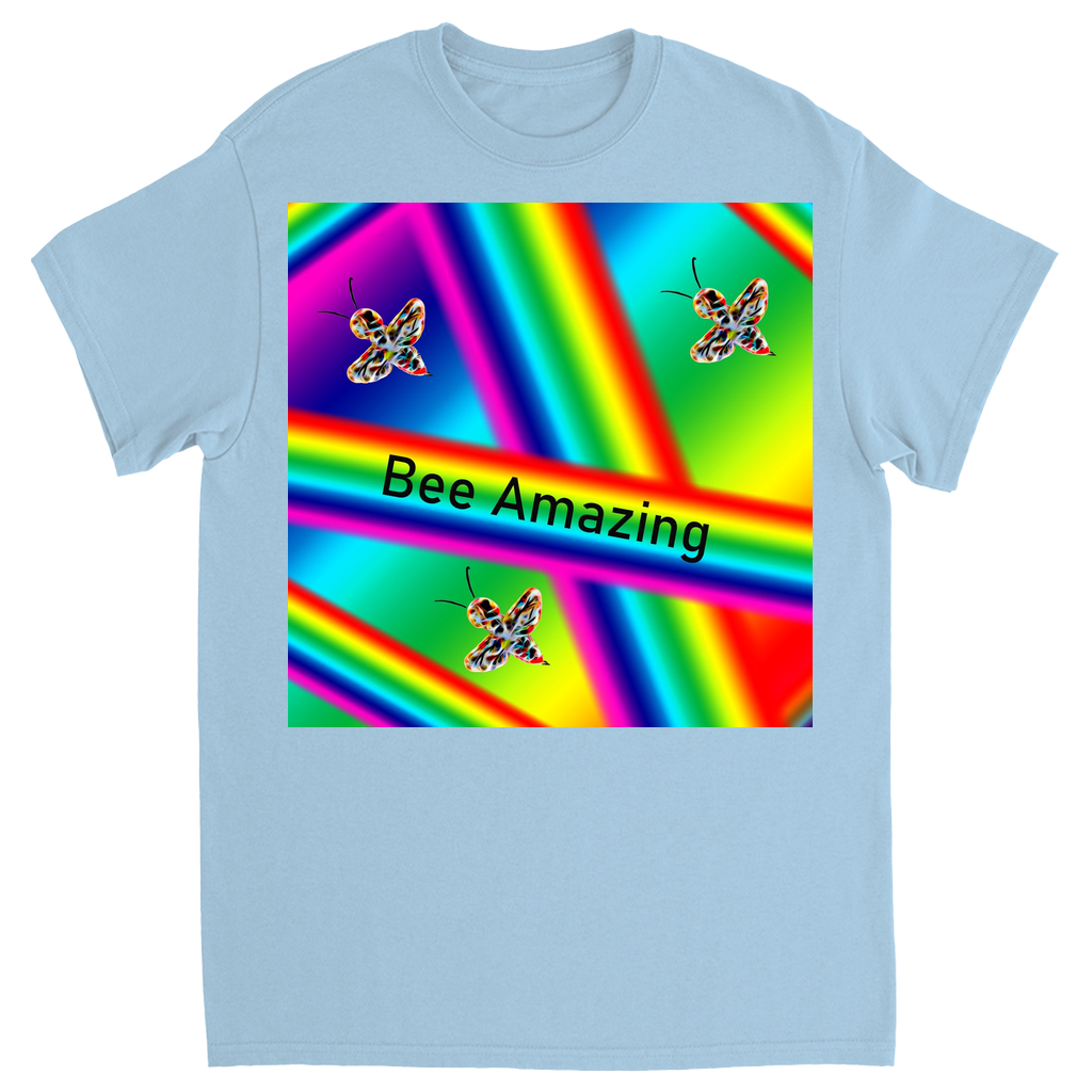 Bee Amazing Rainbow Unisex Adult T-Shirt Light Blue Shirts & Tops apparel