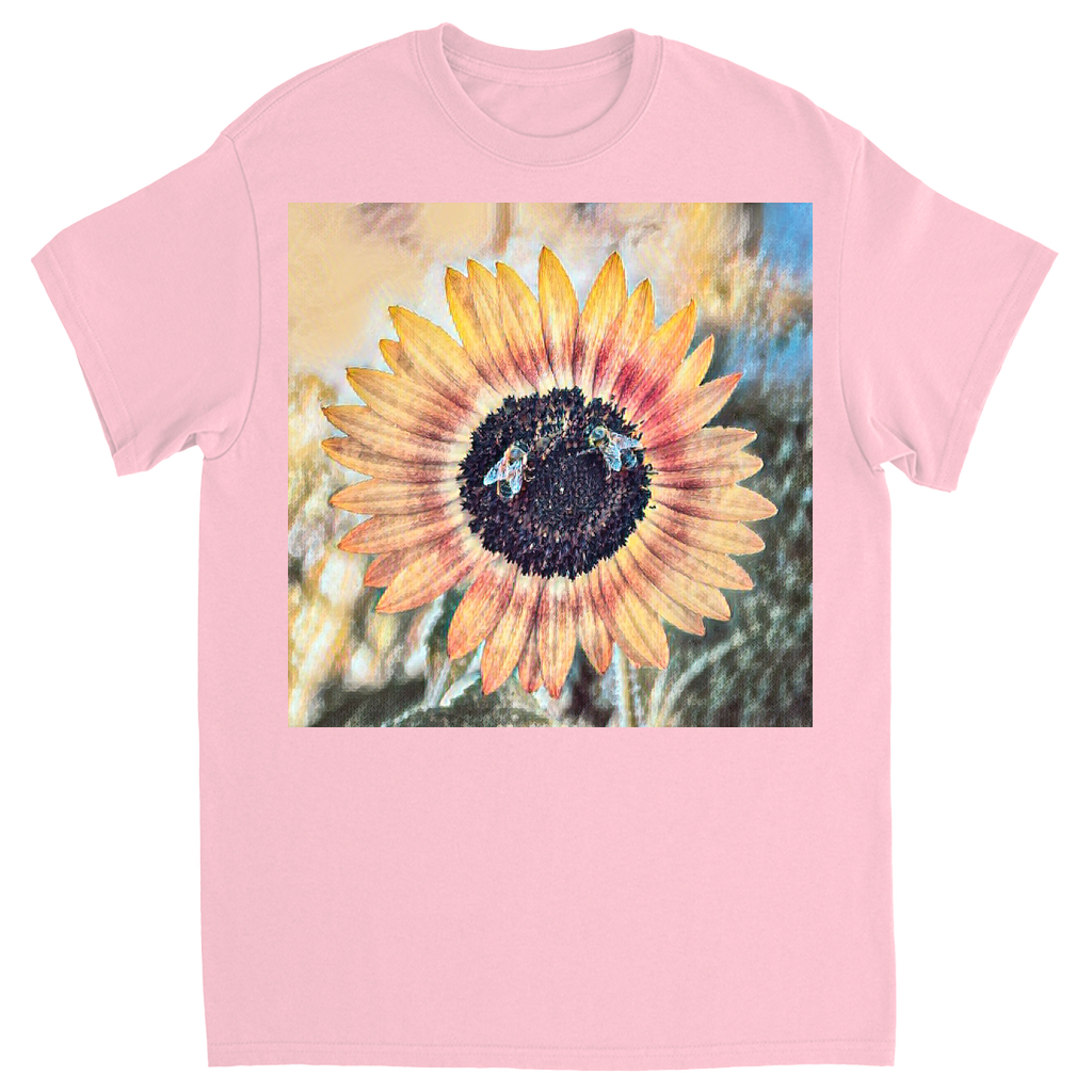 Painted 2 Sunflower Bees T-Shirt Light Pink Shirts & Tops apparel