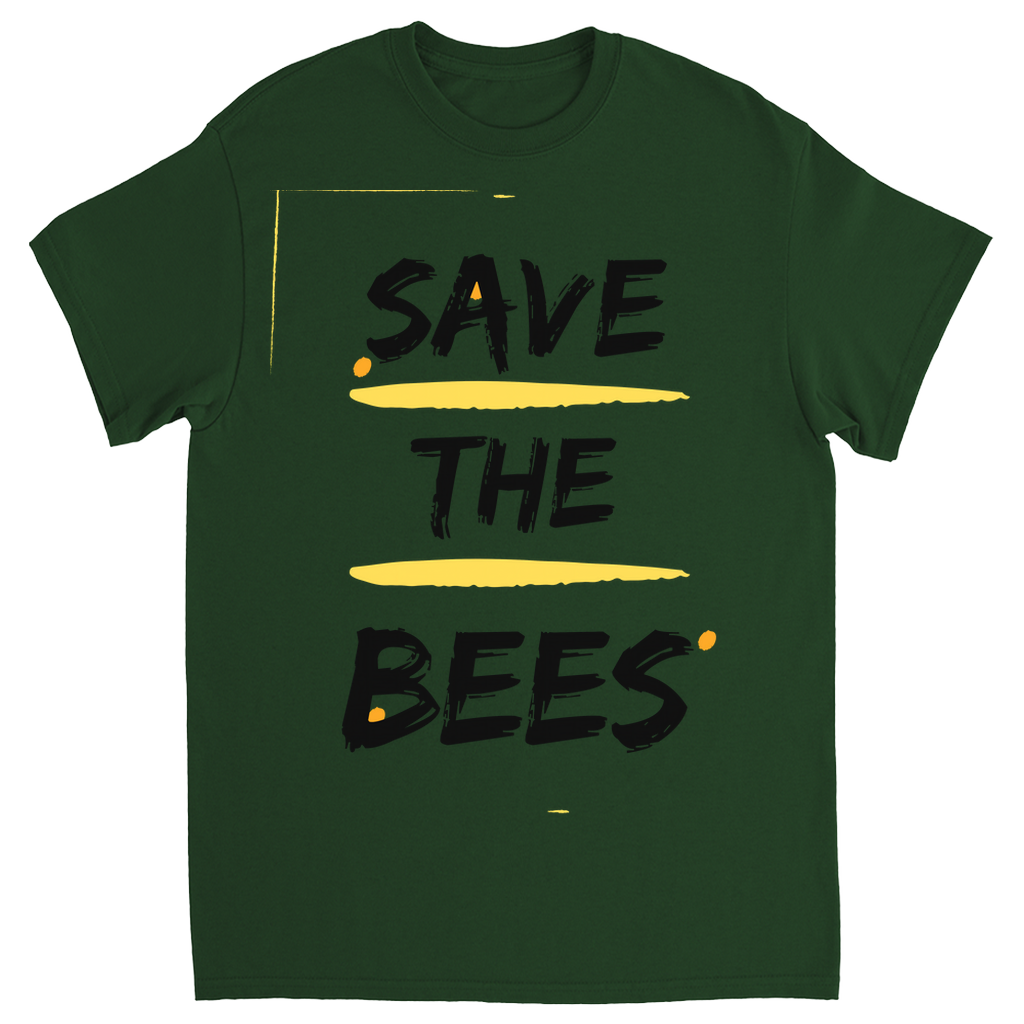 Save the Bees Outlined Unisex Adult T-Shirt Forest Green Shirts & Tops