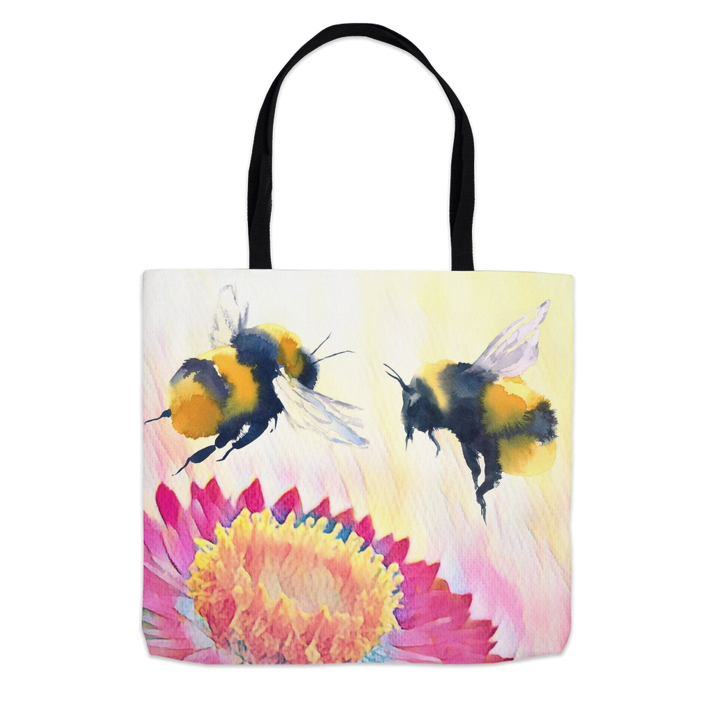 Cheerful Bees Tote Bag 13x13 inch Shopping Totes bee tote bag gift for bee lover gifts original art tote bag totes zero waste bag