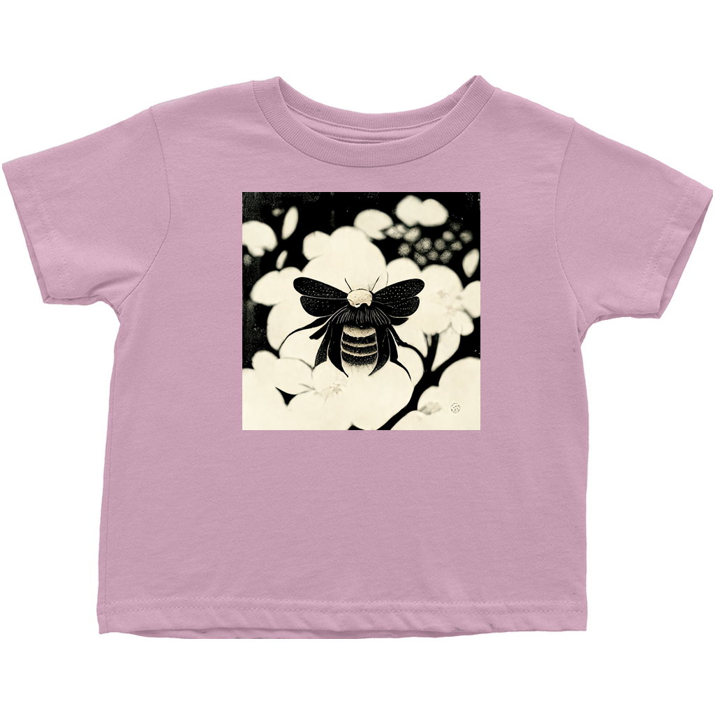 Vintage Japanese Woodcut Bee Toddler T-Shirt Pink Baby & Toddler Tops apparel Vintage Japanese Woodcut Bee