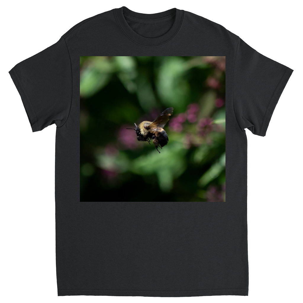Hovering Bee Unisex Adult T-Shirt Black Shirts & Tops apparel