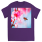 Bee with Hot Pink Flower Unisex Adult T-Shirt Purple Shirts & Tops apparel art