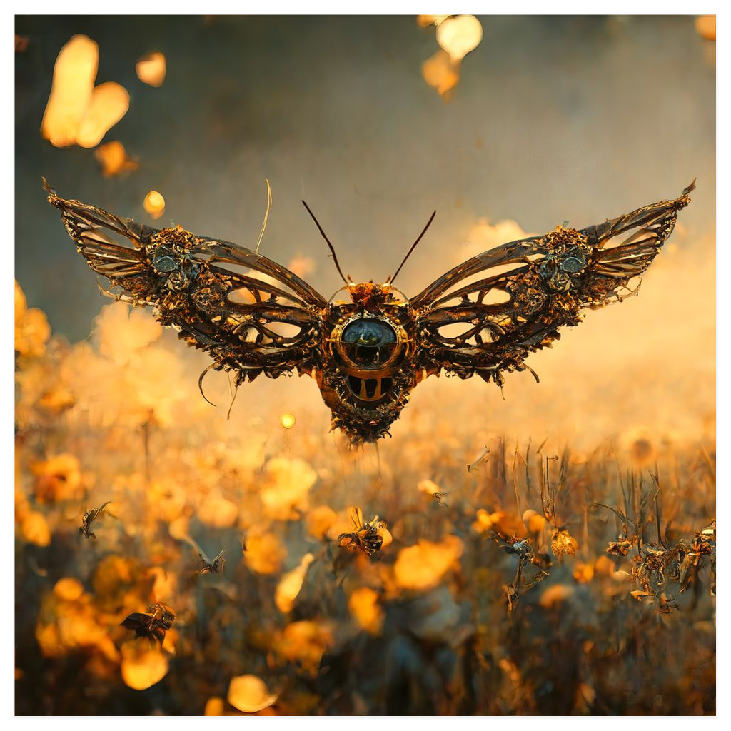 Metal Flying Steampunk Bee Poster 12x12 inch 500044 - Home & Garden > Decor > Artwork > Posters, Prints, & Visual Artwork Metal Flying Steampunk Bee Poster Prints