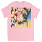 Watercolor Bee with Flower Unisex Adult T-Shirt Light Pink Shirts & Tops apparel