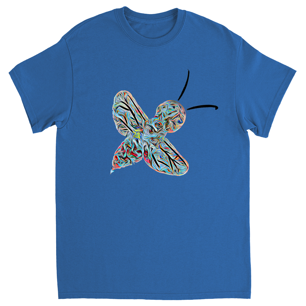 Abstract Twirly Blue Bee Unisex Adult T-Shirt Royal Shirts & Tops apparel