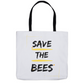 Save the Bees Outlined Tote Bag Shopping Totes bee tote bag gift for bee lover original art tote bag totes zero waste bag