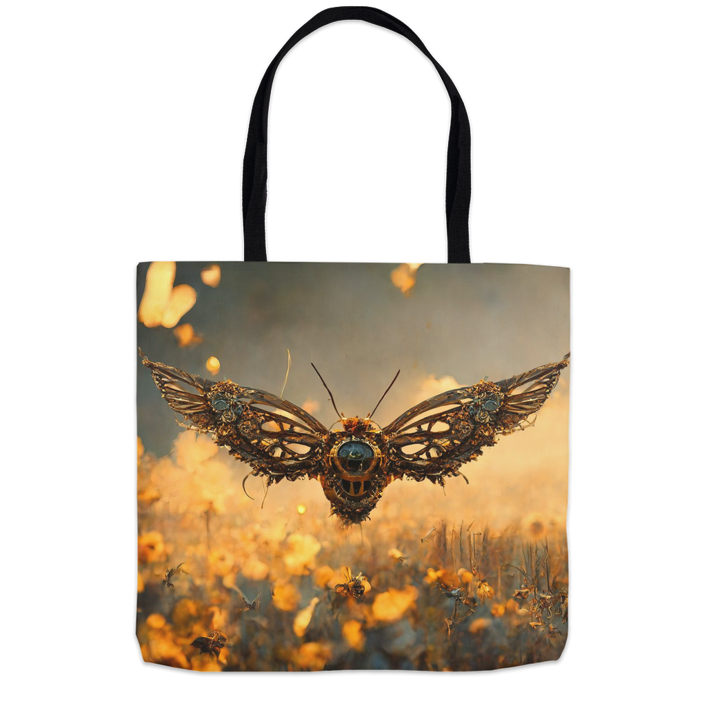 Metal Flying Steampunk Bee Tote Bag Shopping Totes bee tote bag gift for bee lover gifts Metal Flying Steampunk Bee original art tote bag totes zero waste bag