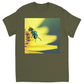 Green Bee Yellow Flower Unisex Adult T-Shirt Military Green Shirts & Tops apparel Green Bee Yellow Flower