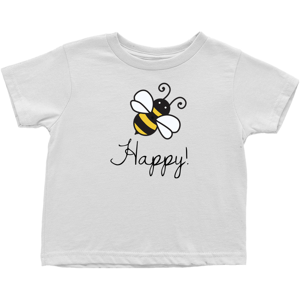 Bee Happy Toddler T-Shirt White Baby & Toddler Tops apparel