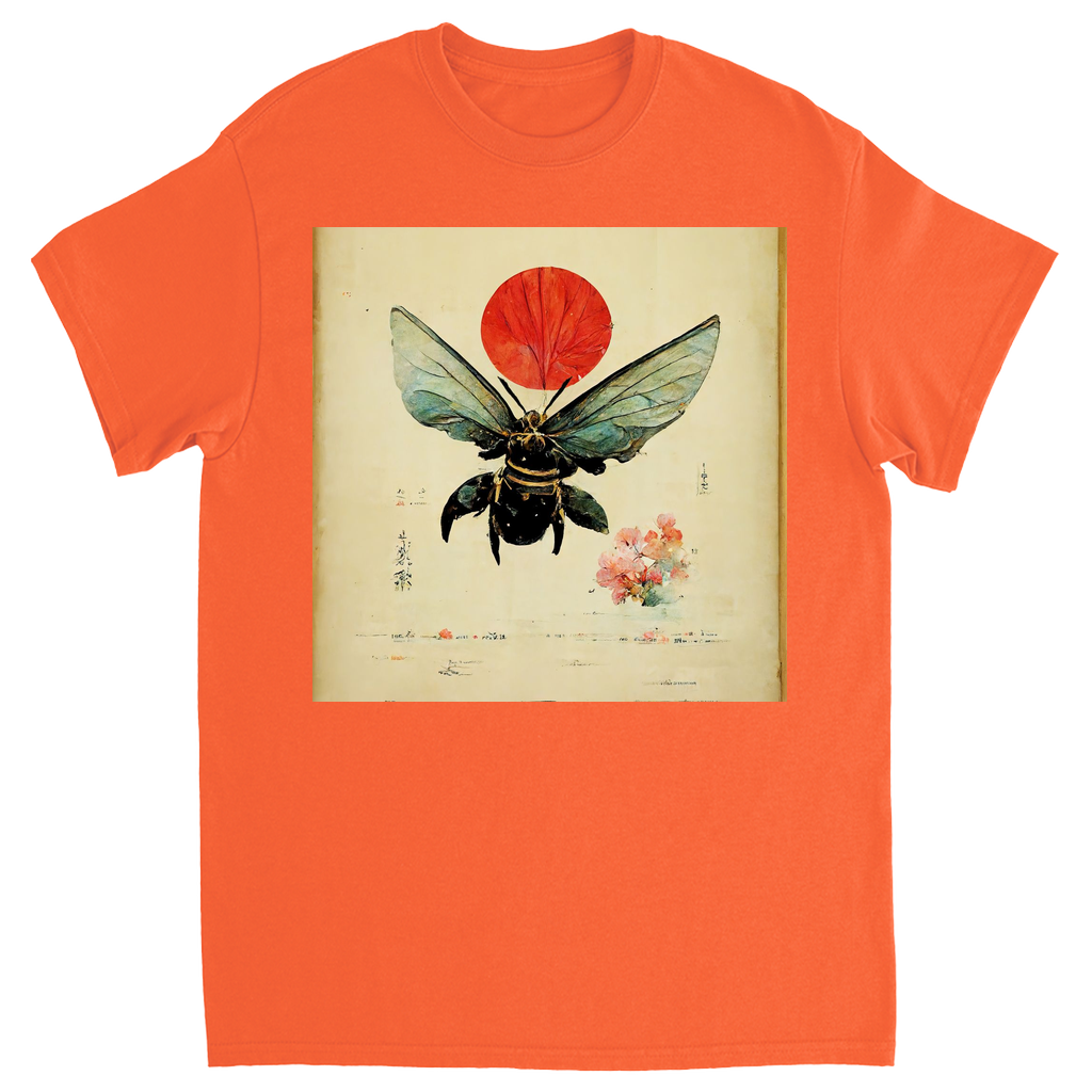 Vintage Japanese Bee with Sun Unisex Adult T-Shirt Orange Shirts & Tops apparel Vintage Japanese Bee with Sun