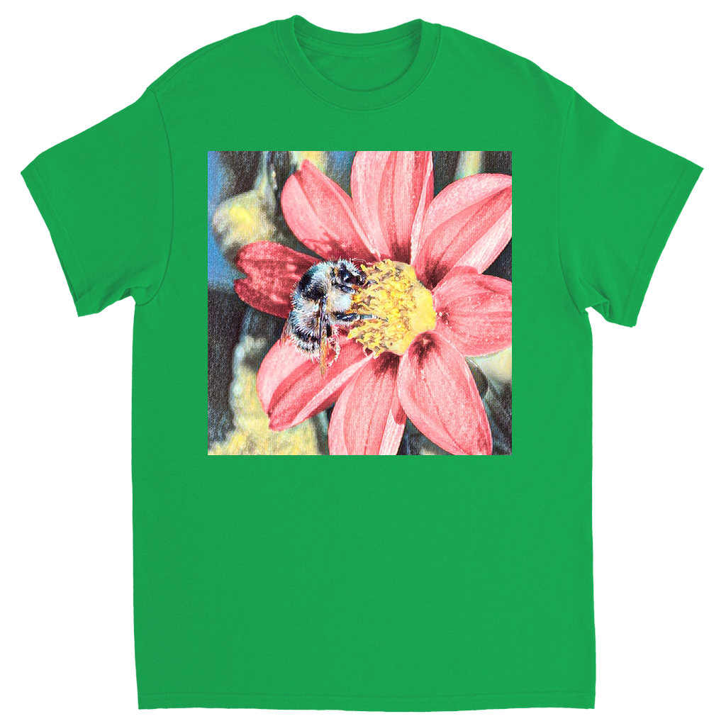 Painted Red Flower Bee Unisex Adult T-Shirt Irish Green Shirts & Tops apparel