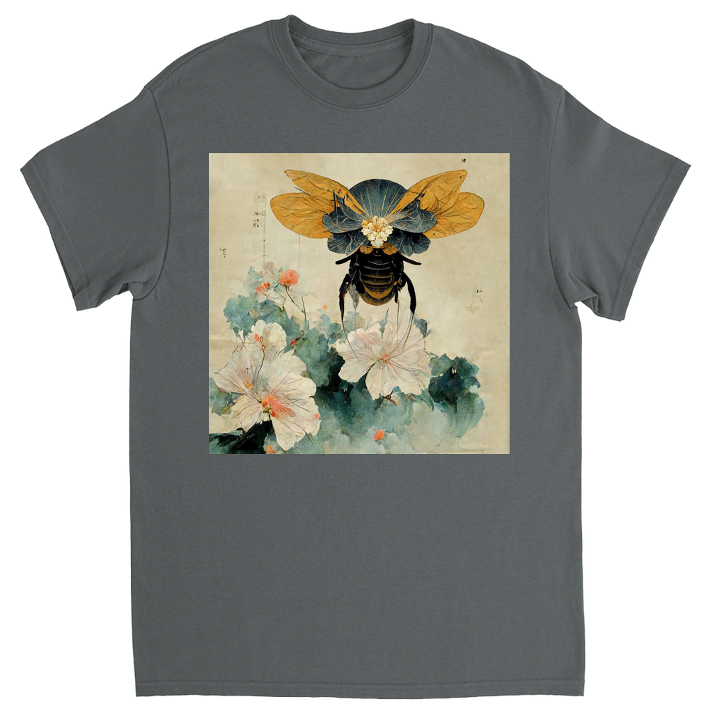 Vintage Japanese Paper Flying Bee Unisex Adult T-Shirt Charcoal Shirts & Tops apparel Vintage Japanese Paper Flying Bee