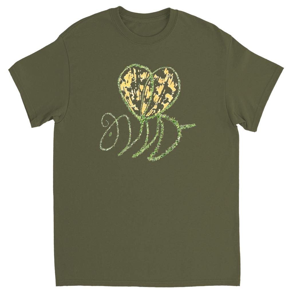 Leaf Bee Unisex Adult T-Shirt Military Green Shirts & Tops apparel
