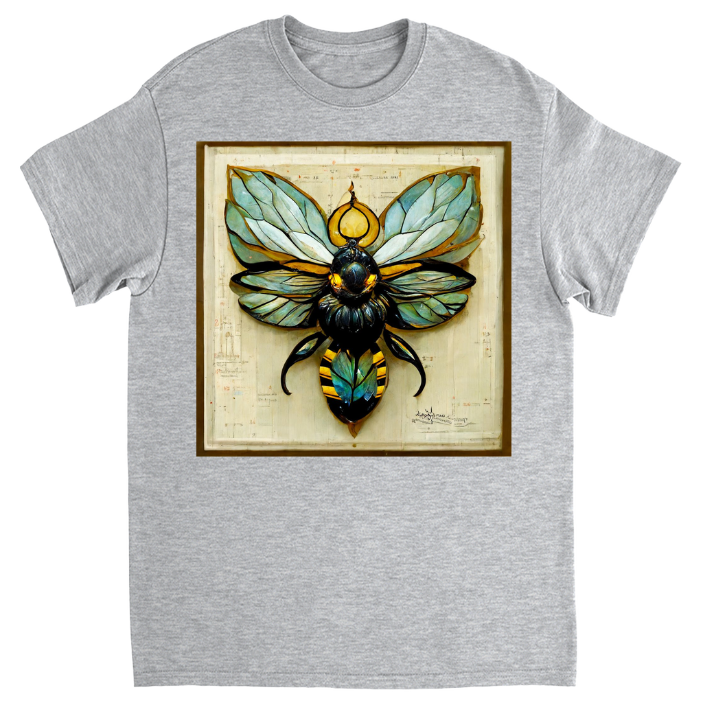 Paper Art Nouveau Bee Unisex Adult T-Shirt Sport Grey Shirts & Tops apparel Paper Art Nouveau Bee