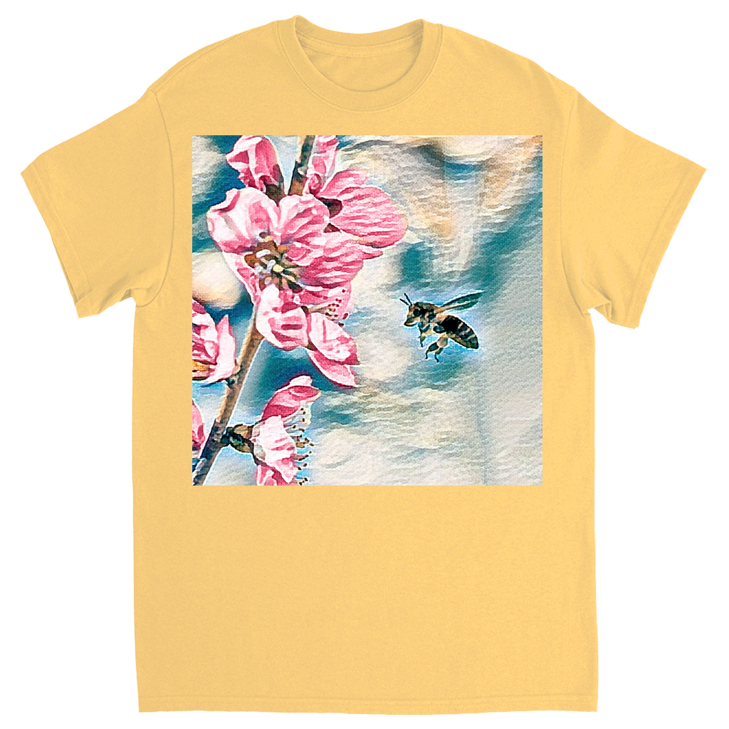 Pencil and Wash Bee with Flower Unisex Adult T-Shirt Yellow Haze Shirts & Tops apparel