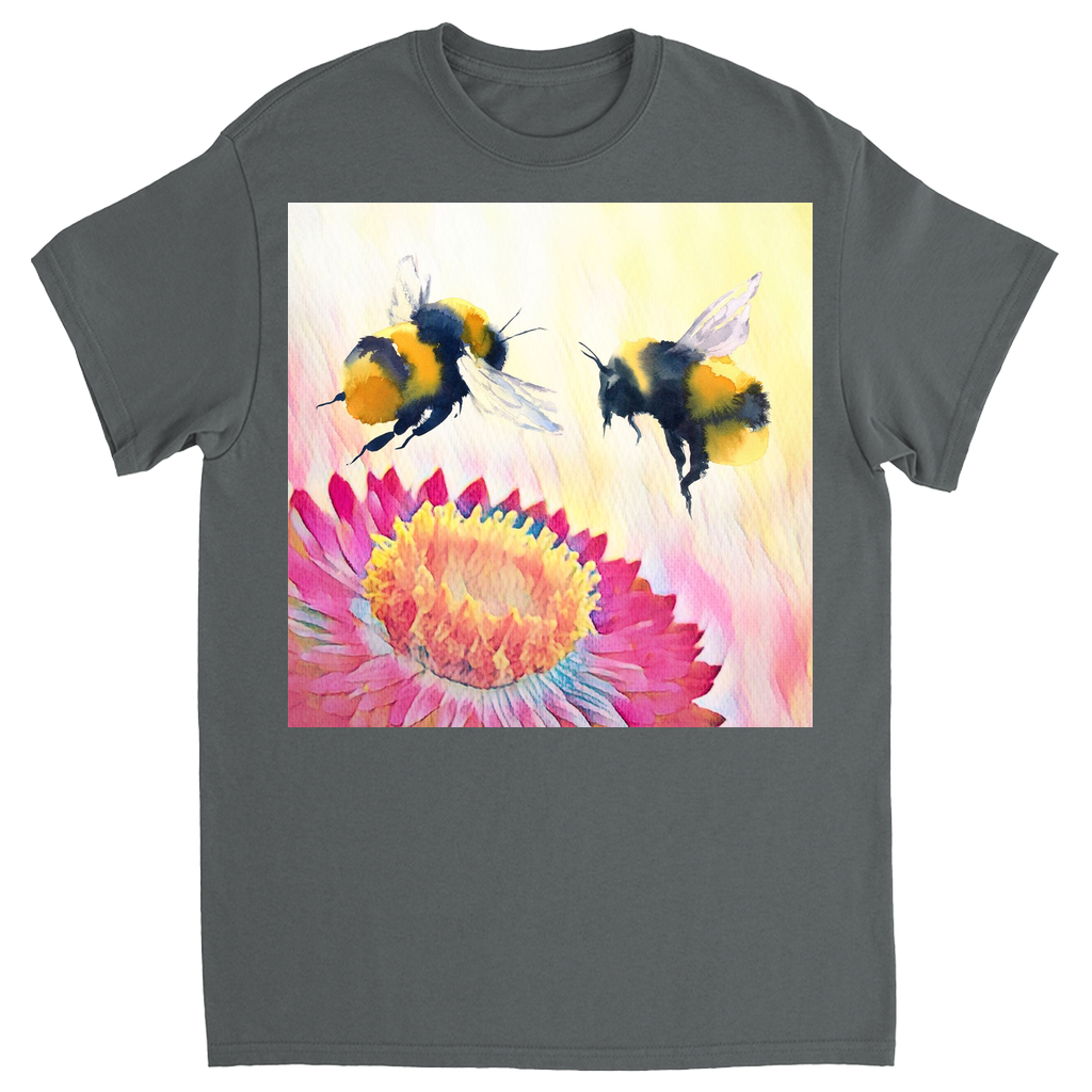 Cheerful Bees Unisex Adult T-Shirt Charcoal Shirts & Tops apparel