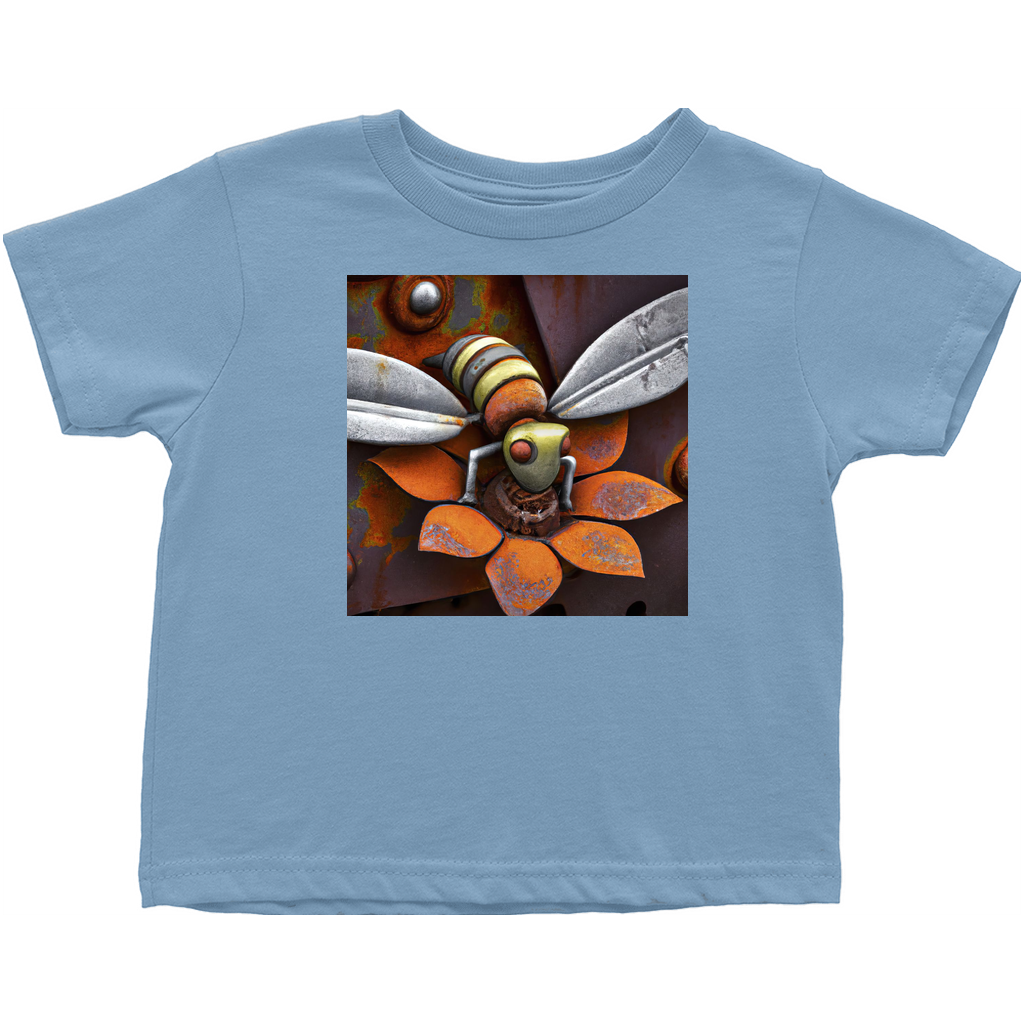 Rusted Bee 14 Toddler T-Shirt Light Blue Baby & Toddler Tops apparel Rusted Metal Bee 14