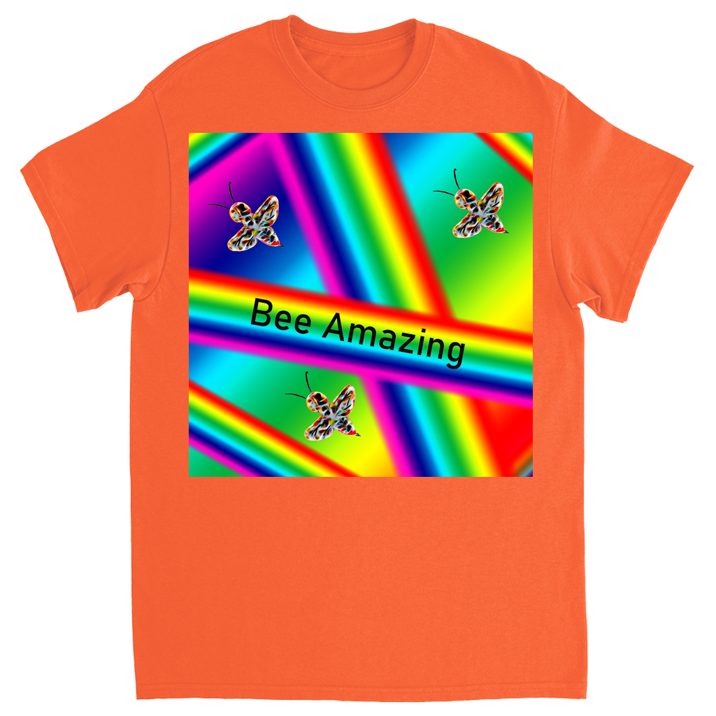 Bee Amazing Rainbow Unisex Adult T-Shirt Orange Shirts & Tops apparel