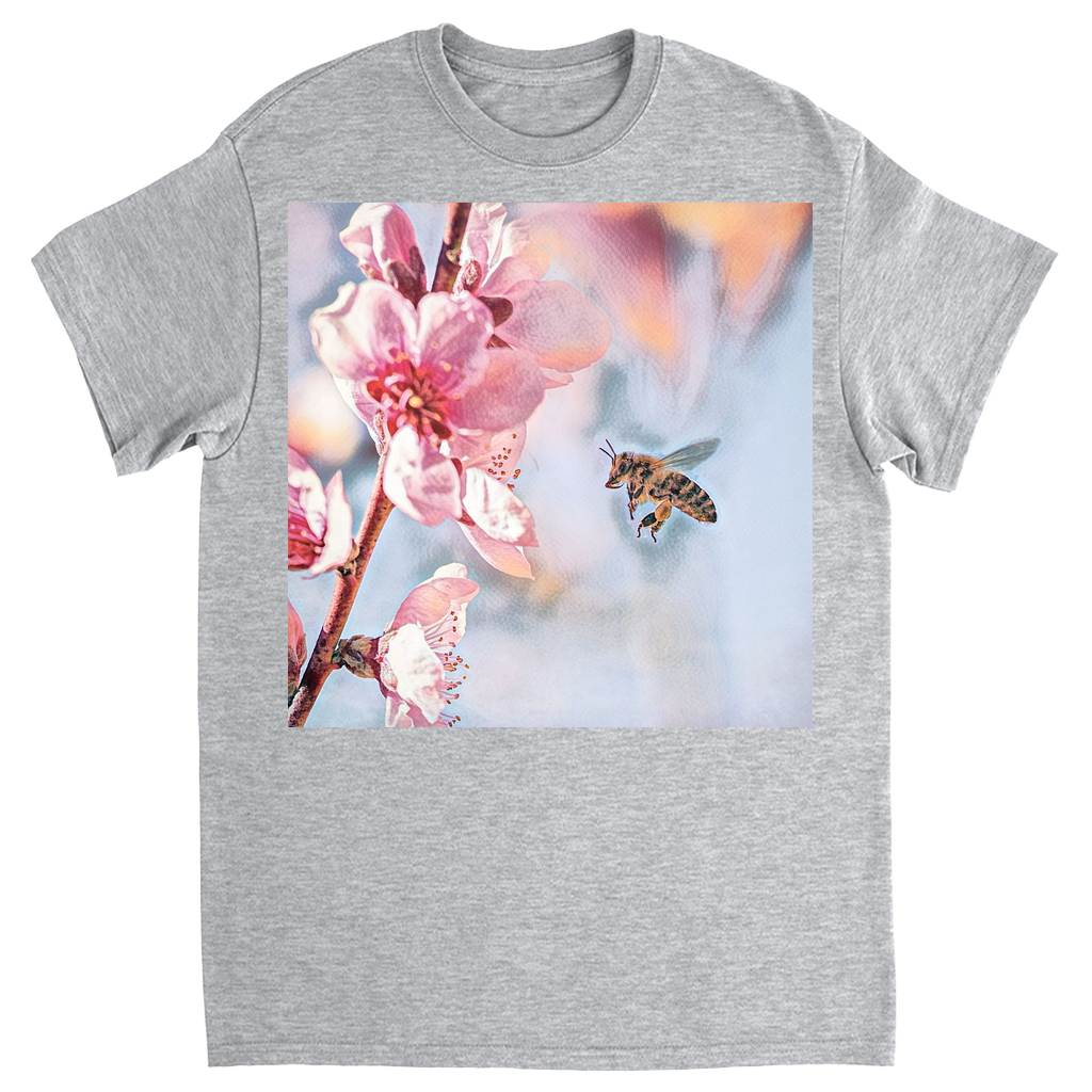Water Color Bee with Flower Unisex Adult T-Shirt Sport Grey Shirts & Tops apparel