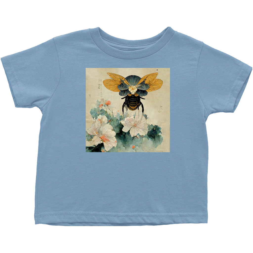 Vintage Japanese Paper Flying Bee Toddler T-Shirt Light Blue Baby & Toddler Tops apparel Vintage Japanese Paper Flying Bee