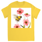Classic Watercolor Bee with Pink Flowers Unisex Adult T-Shirt Daisy Shirts & Tops apparel