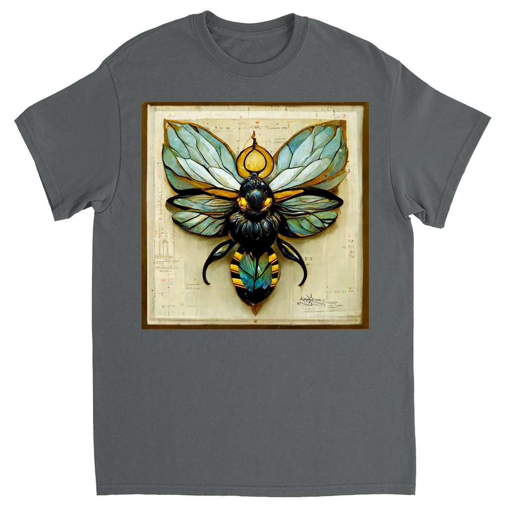 Paper Art Nouveau Bee Unisex Adult T-Shirt Charcoal Shirts & Tops apparel Paper Art Nouveau Bee