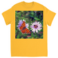 Butterfly & Bee on Purple Flower Unisex Adult T-Shirt Gold Shirts & Tops apparel