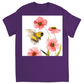 Classic Watercolor Bee with Pink Flowers Unisex Adult T-Shirt Purple Shirts & Tops apparel