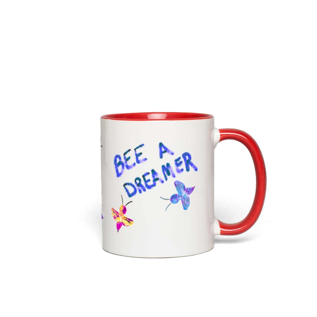 Abstract Bee A Dreamer Accent Mug 11 oz White with Red Accents Coffee & Tea Cups gifts