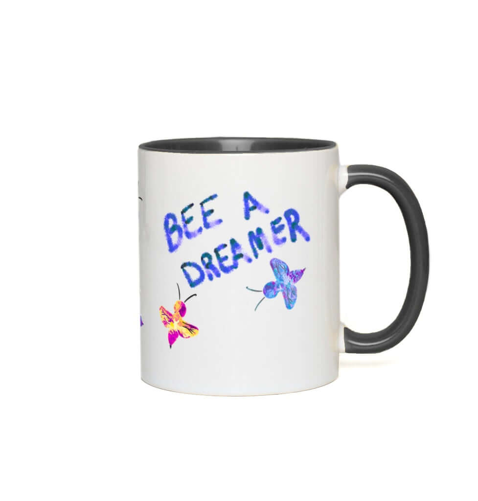 Abstract Bee A Dreamer Accent Mug 11 oz White with Black Accents Coffee & Tea Cups gifts