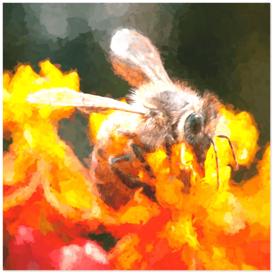 Abstract Bee Sipping - Acrylic Print 12x12 inch Posters, Prints, & Visual Artwork Acrylic Prints Original Art