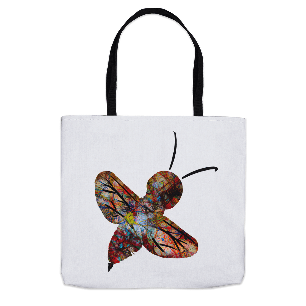 Abstract Bright Woodsy Bee Tote Bag 16x16 inch Shopping Totes bee tote bag gift for bee lover gifts original art tote bag totes zero waste bag