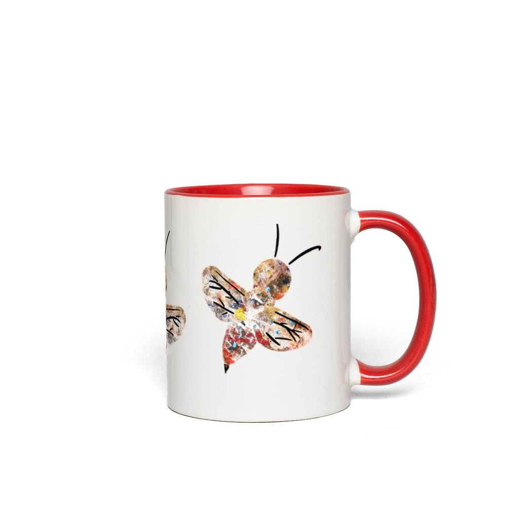 Abstract Crayon Bee Accent Mug 11 oz White with Red Accents Coffee & Tea Cups gifts