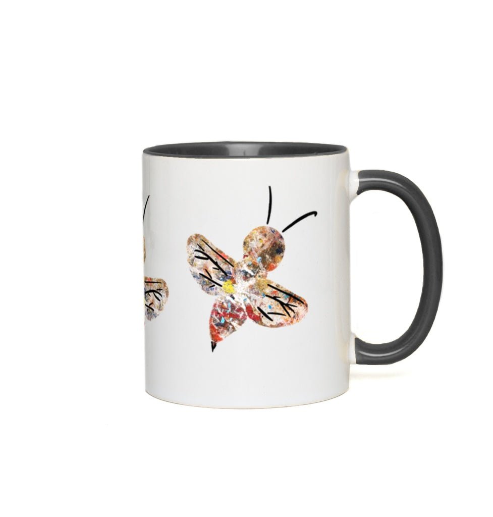 Abstract Crayon Bee Accent Mug 11 oz White with Black Accents Coffee & Tea Cups gifts