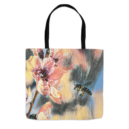 Watercolor Bee with Flower Tote Bag 13x13 inch Shopping Totes bee tote bag gift for bee lover gifts original art tote bag totes zero waste bag