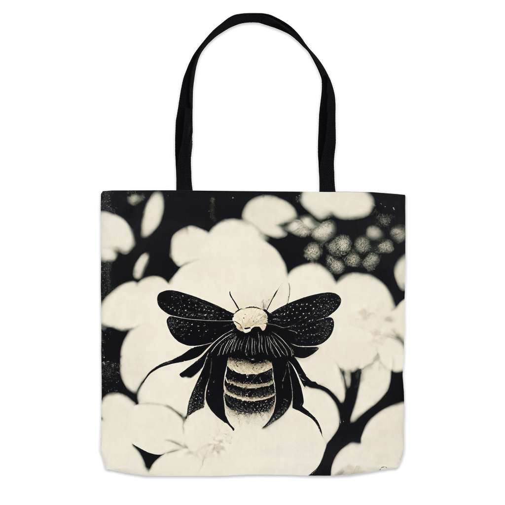 Vintage Japanese Woodcut Bee Tote Bag 16x16 inch Shopping Totes bee tote bag gift for bee lover gifts original art tote bag totes Vintage Japanese Woodcut Bee zero waste bag