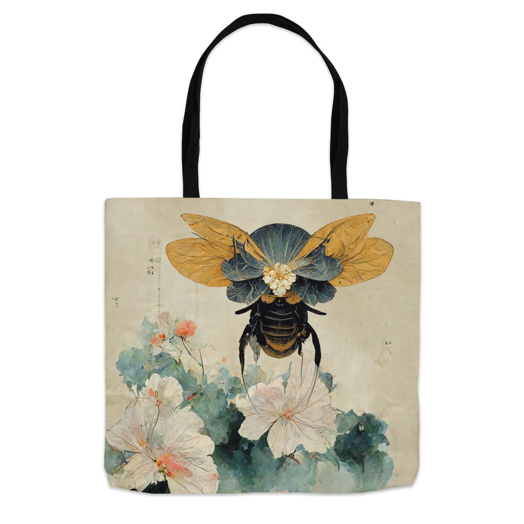 Vintage Japanese Paper Flying Bee Tote Bag 16x16 inch Shopping Totes bee tote bag gift for bee lover gifts original art tote bag totes Vintage Japanese Paper Flying Bee zero waste bag