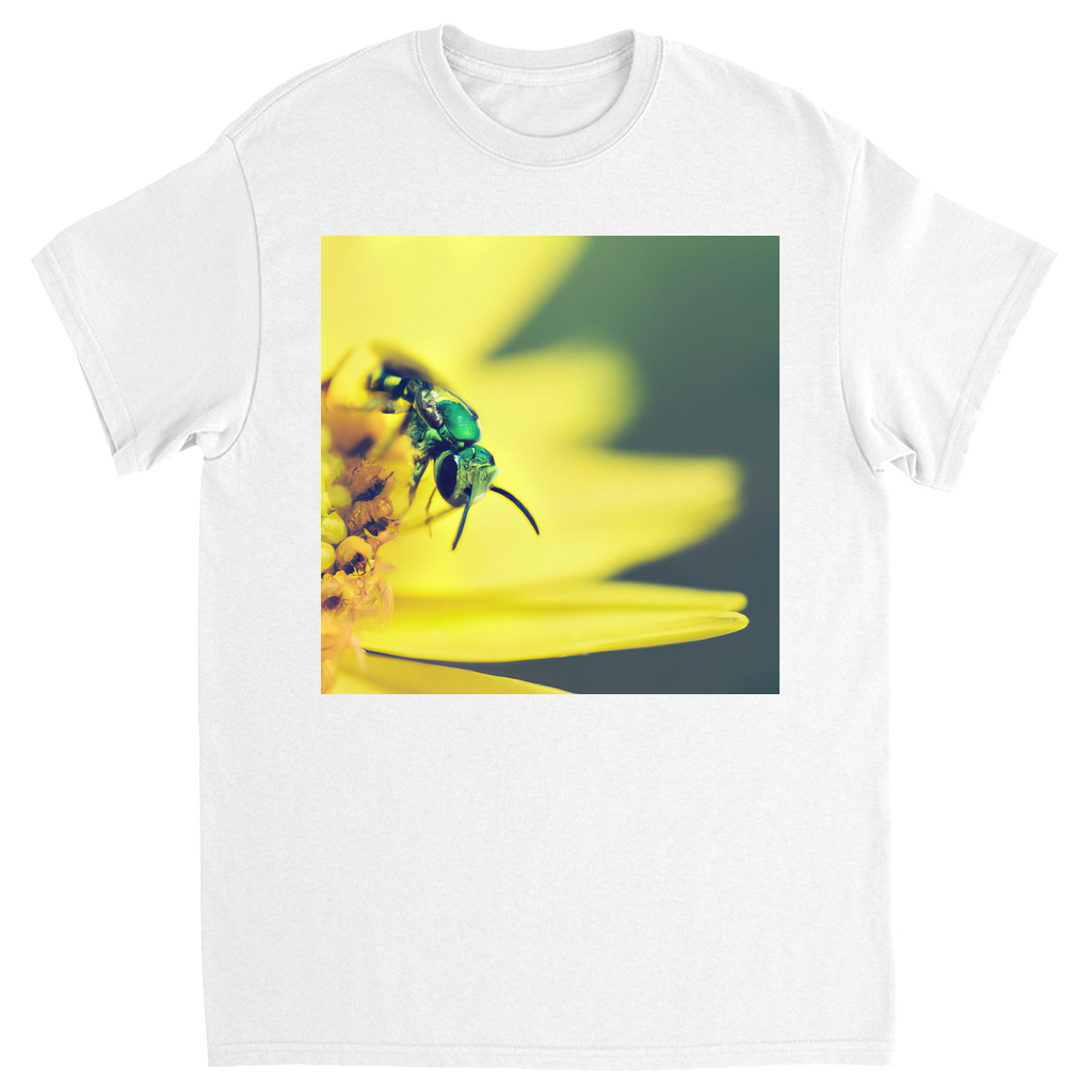 Green Bee Yellow Flower Unisex Adult T-Shirt Shirts & Tops apparel Green Bee Yellow Flower