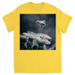 B&W Bee Hovering Over Flower Daisy Shirts & Tops apparel