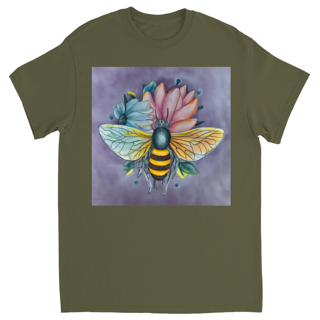 Pastel Dreams Bee Unisex Adult T-Shirt Military Green Shirts & Tops apparel Pastel Dreams Bee