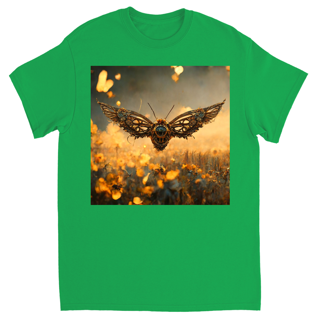 Metal Flying Steampunk Bee Unisex Adult T-Shirt Irish Green Shirts & Tops apparel Metal Flying Steampunk Bee