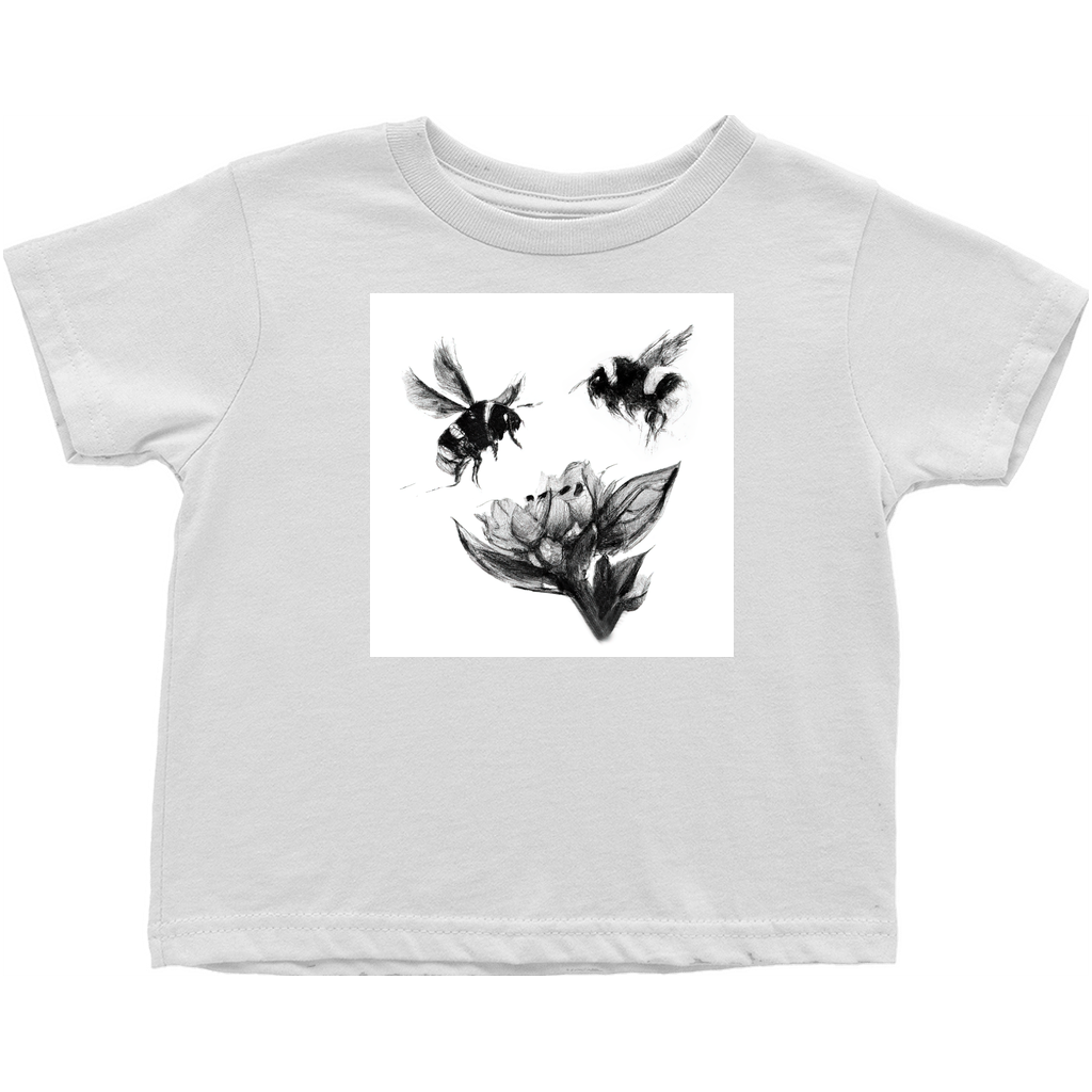 Ink Wash Bumble Bees Toddler T-Shirt White Baby & Toddler Tops apparel Ink Wash Bumble Bees