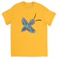 Abstract Twirly Blue Bee Unisex Adult T-Shirt Gold Shirts & Tops apparel