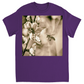 Sepia Bee with Flower Unisex Adult T-Shirt Purple Shirts & Tops apparel